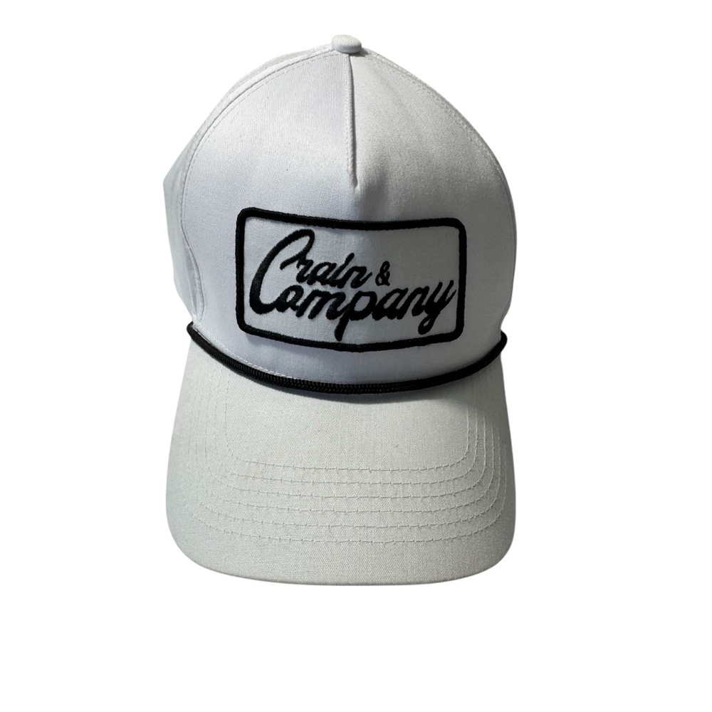 Crain & Company Patch Snapback Rope Hat Solid White Booster Club Adjustable